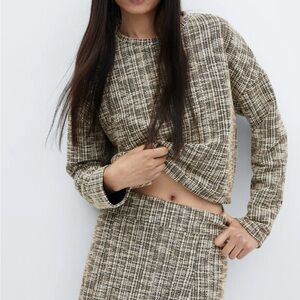 Mango Marbled tweed skirt